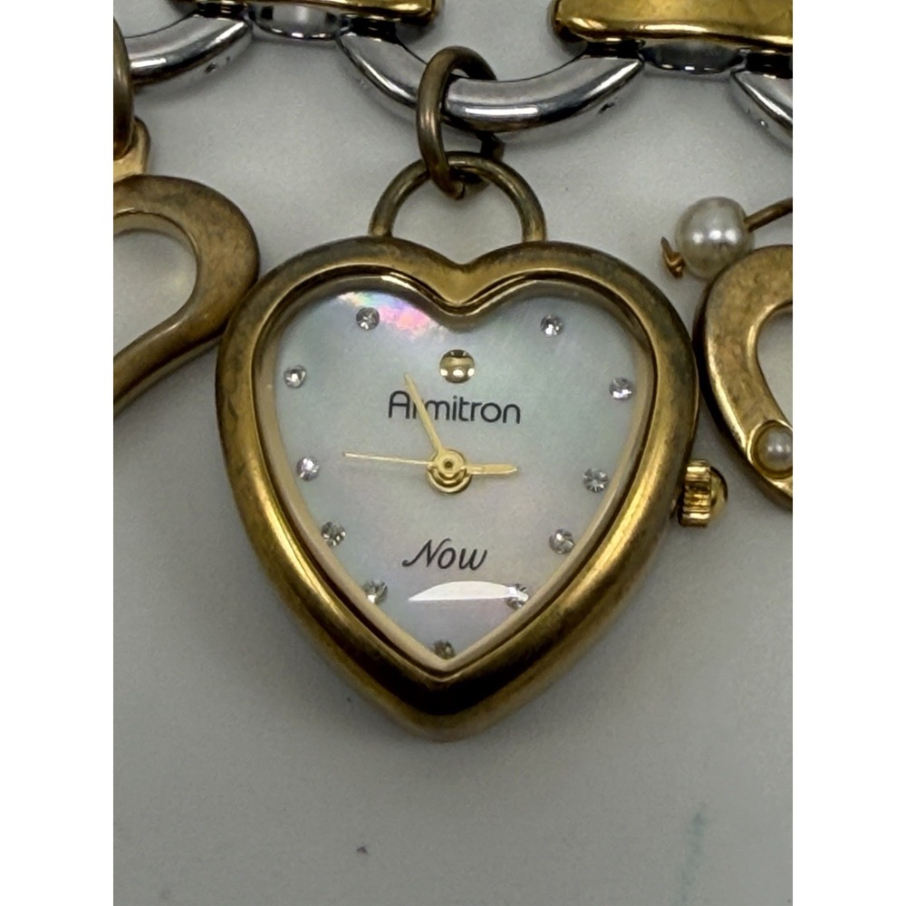 Armitron Now 75/3654TT New Battery Heart Charms Ladies MOP Watch 21MM 6.25"